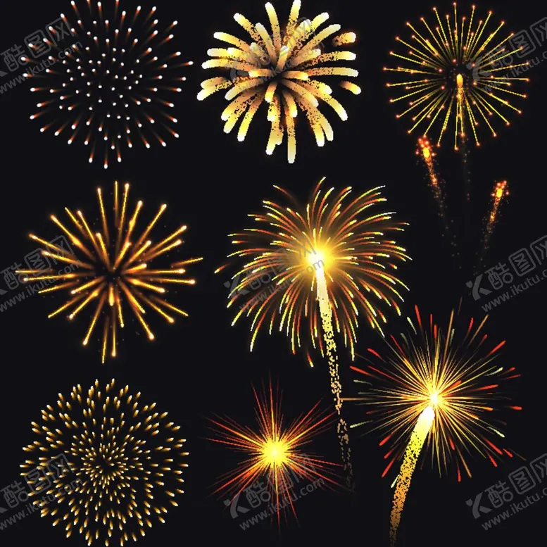 编号：07235110021229370192【酷图网】源文件下载-绚烂节日烟花AI矢量素材