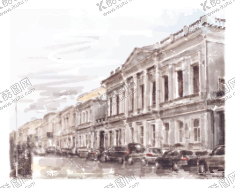 编号：12572409141733527153【酷图网】源文件下载-外国建筑素描风格唯美房子