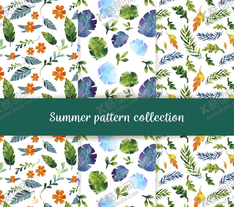 编号：93912009130359498066【酷图网】源文件下载-水彩绘夏季花草无缝背景