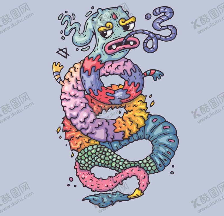 编号：94737410271503375960【酷图网】源文件下载-创意嘻哈怪物涂鸦插画