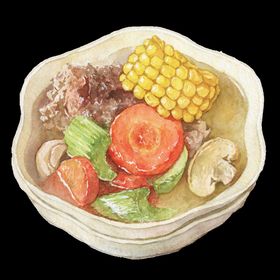手绘美食海报图片材膳均衡插画肉类