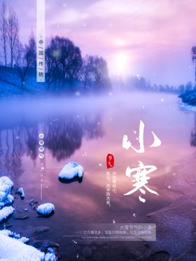 唯美24节气小寒节气海报