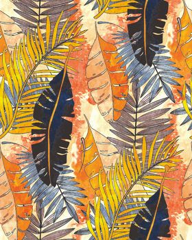 多彩羽毛图案的精美织物