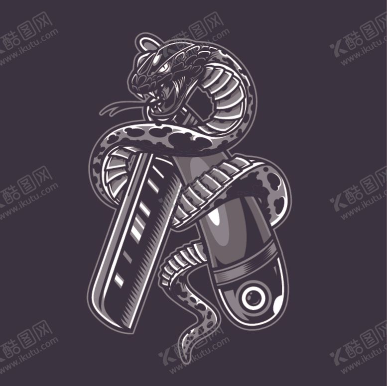 编号：38536810130926502380【酷图网】源文件下载-创意手绘漫画涂鸦眼镜蛇插画设计