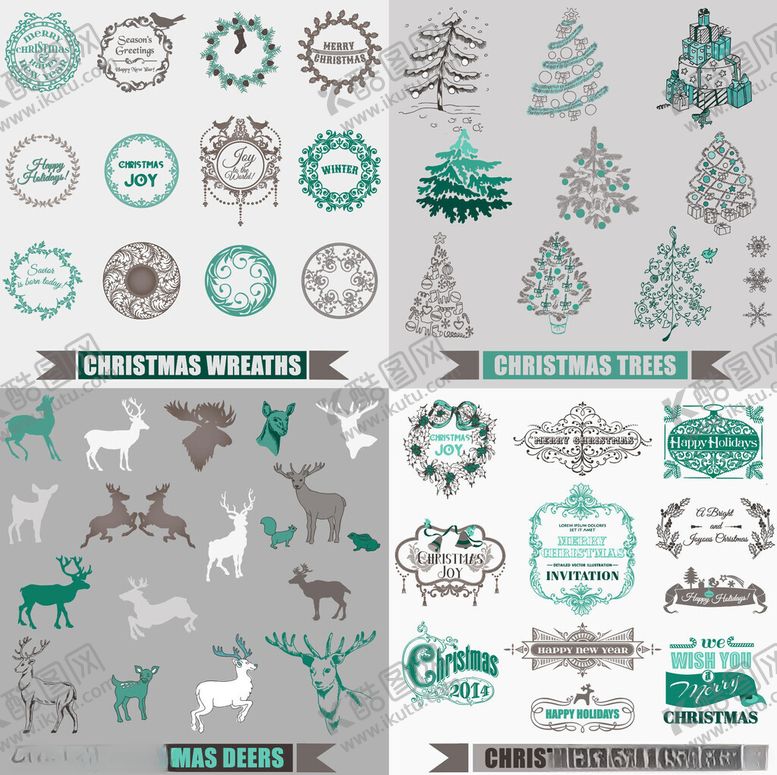 编号：39376604101843089520【酷图网】源文件下载-圣诞装饰元素矢量图标集