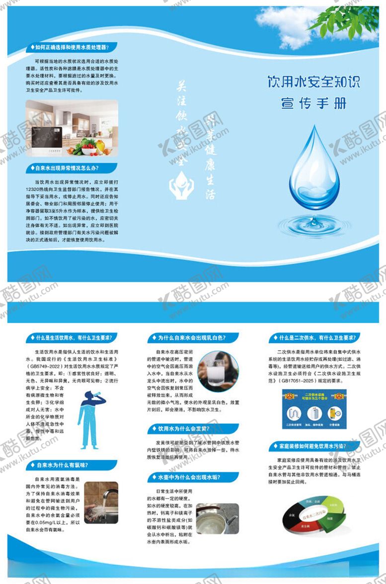 编号：86361504030635436572【酷图网】源文件下载-饮用水安全三折页