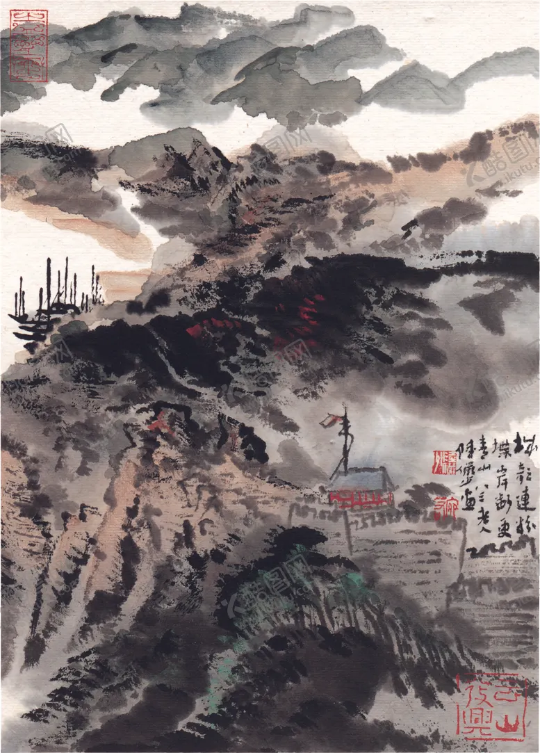 编号：48431007010524467088【酷图网】源文件下载-水墨山水国画风景