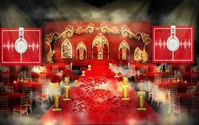 红金色现代风婚礼效果图