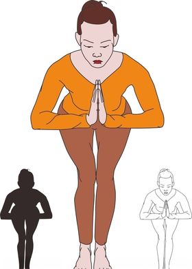 瑜伽弯腰合掌
