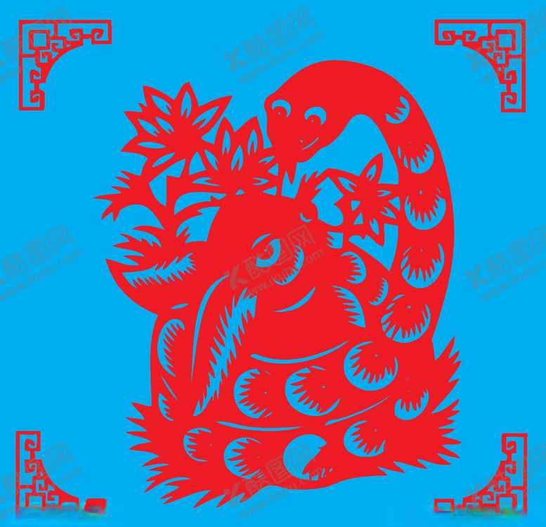 编号：52851110022035041178【酷图网】源文件下载-蛇盘兔剪纸