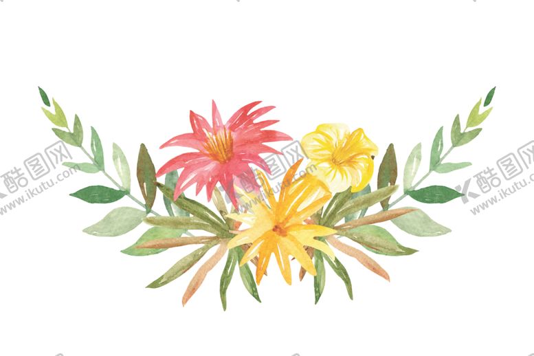 编号：71057209220342078662【酷图网】源文件下载-水彩植物花朵图案