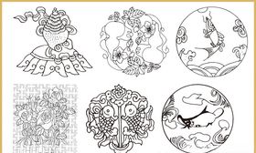 传统花纹线条插画传统素材