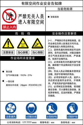 有限空间作业告知牌