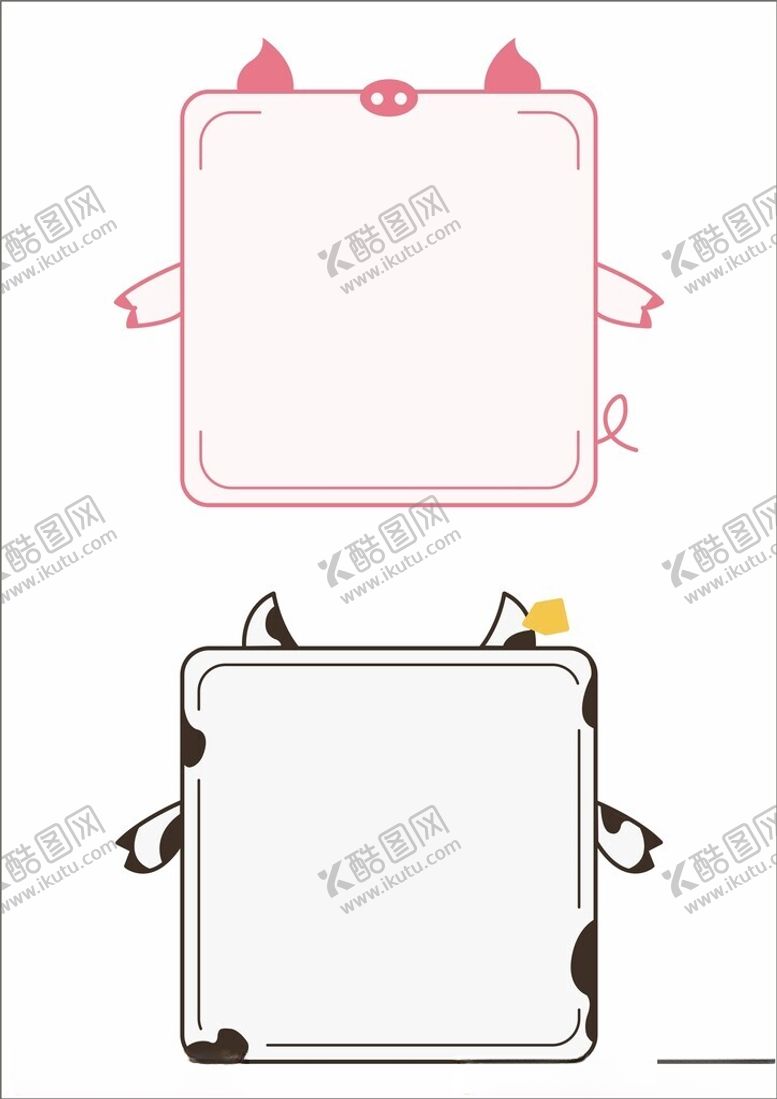 编号：51743702161636443892【酷图网】源文件下载-小动物猪奶牛二维码框