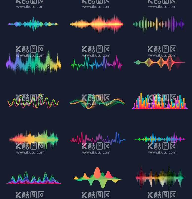 编号：45603110010341317960【酷图网】源文件下载-音波音频波段矢量元素