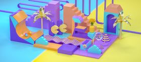 C4D模型游戏背景欢乐谷小球