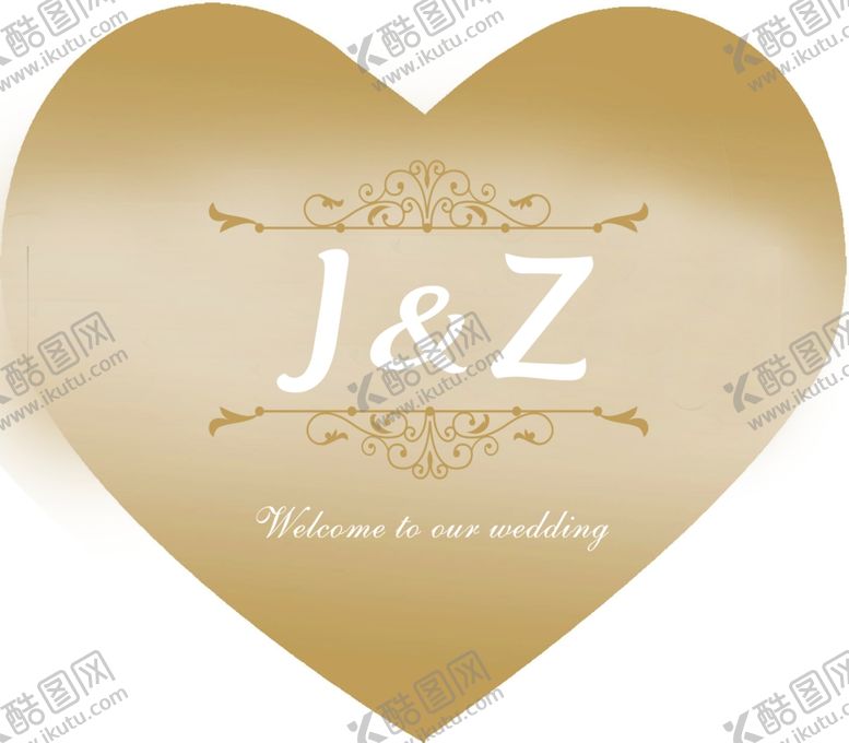编号：66651809121414049045【酷图网】源文件下载-香槟色金色婚礼心形logo