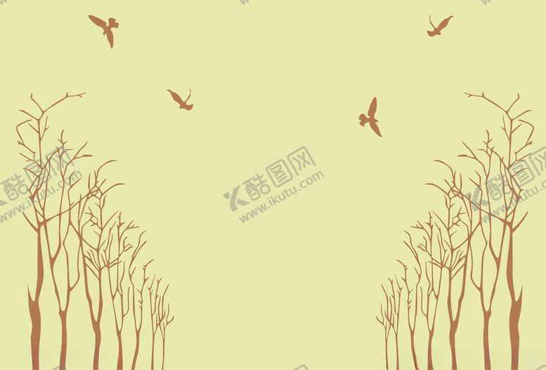 编号：30260205132047552087【酷图网】源文件下载-硅藻泥树剪影鸟儿