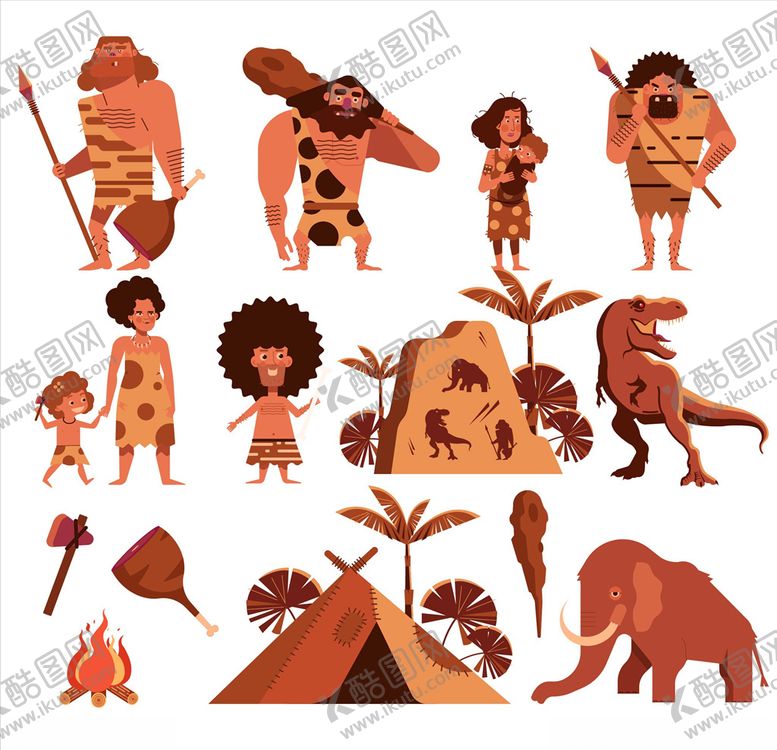 编号：44621510091155057750【酷图网】源文件下载-卡通原始部落人物素材