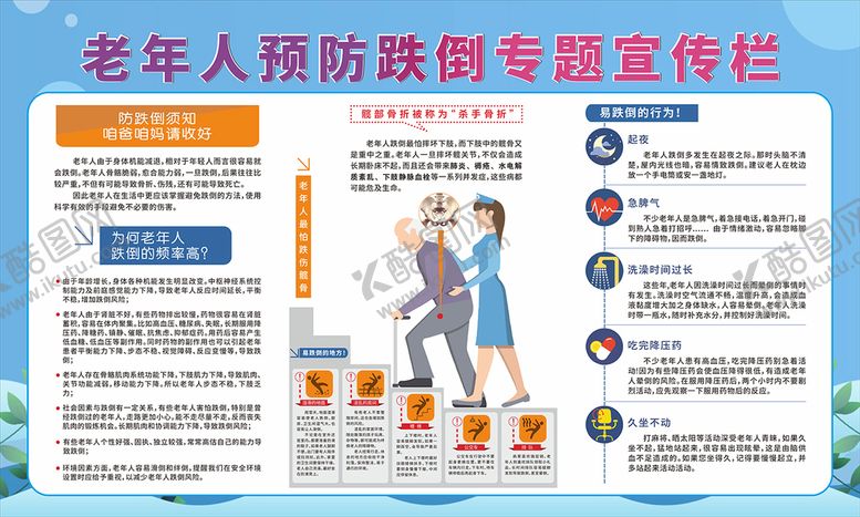 编号：53556101170619218113【酷图网】源文件下载-老年人预防跌倒宣传展板
