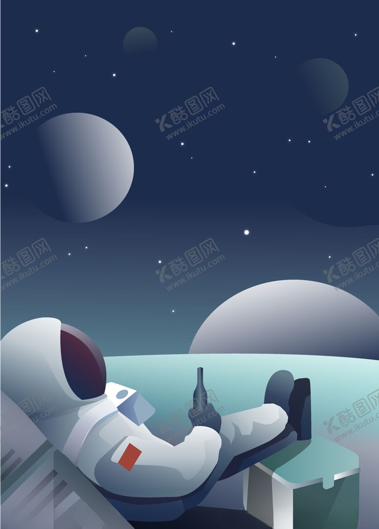 编号：53572609271207341468【酷图网】源文件下载-卡通可爱人物月球意境插画源文件