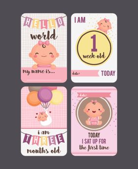 可爱宝宝周岁生日卡片