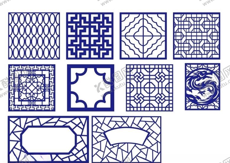 编号：35069910191446259384【酷图网】源文件下载-花格窗花镂空花纹屏风镂
