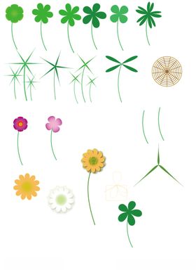花朵花瓣绿叶四叶花小草