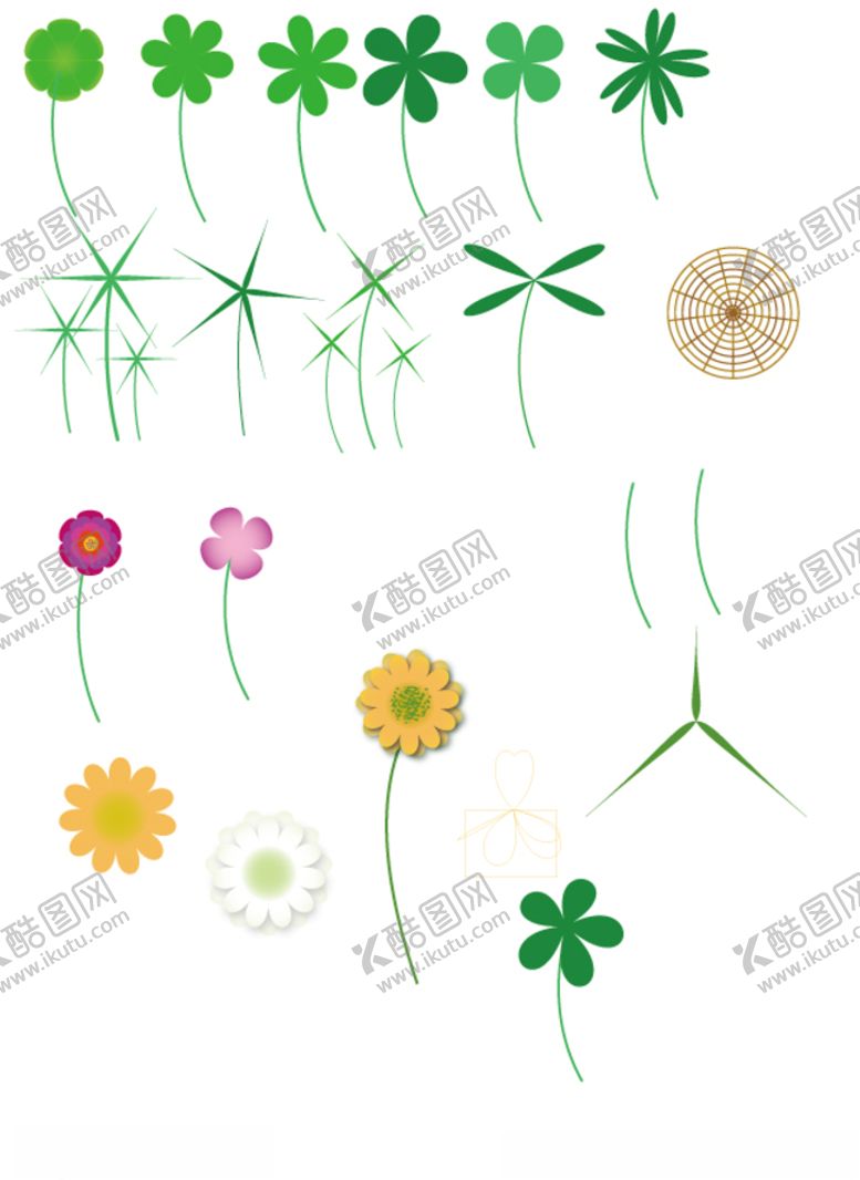 编号：94024005142243438683【酷图网】源文件下载-花朵花瓣绿叶四叶花小草