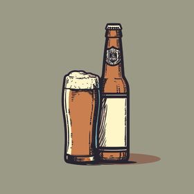 可爱啤酒卡通绘画儿童插画黑简笔鲜免抠素材
