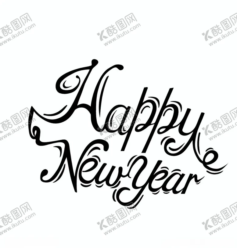 编号：44636606232121167331【酷图网】源文件下载-新年快乐英文花体
