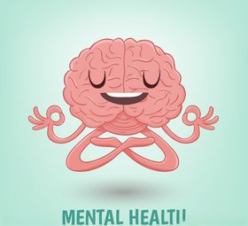 创意练瑜伽的大脑矢量素材