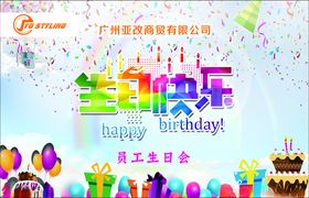 生日快乐员工宴蛋糕背景海报