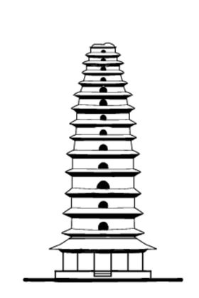 小雁塔建筑设计国潮中国风手绘云PSD分层