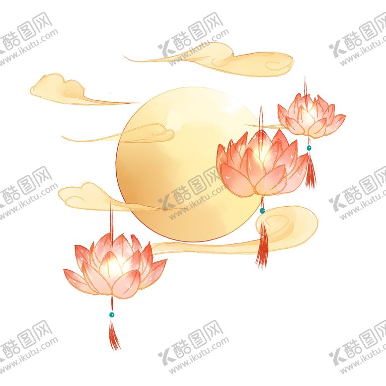 编号：95437010022252581205【酷图网】源文件下载-水彩中秋月圆