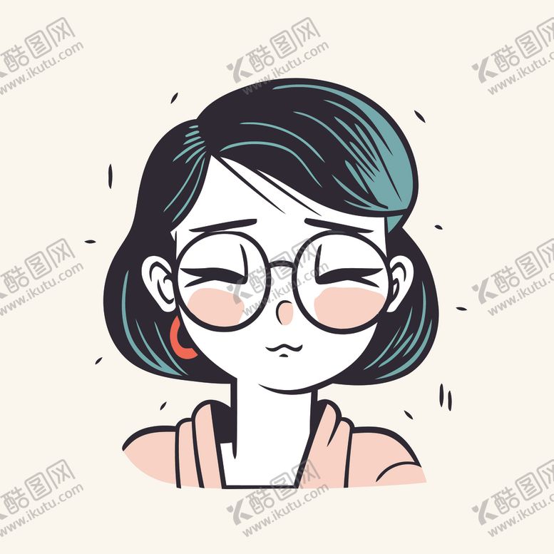 编号：10511202051108565023【酷图网】源文件下载-有趣眼镜妹卡通儿童插画