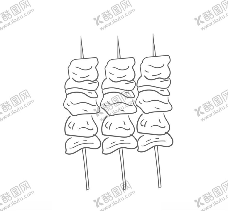 编号：48121509171205222789【酷图网】源文件下载-手绘羊肉串线稿