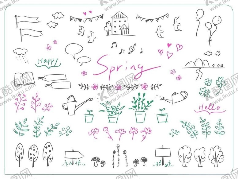 编号：35759609220302316949【酷图网】源文件下载-手绘可爱装饰元素集合