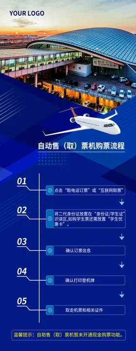 机场取票流程展架