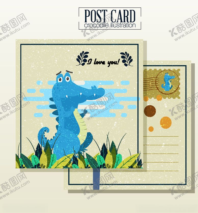编号：70763109121213295370【酷图网】源文件下载-创意恐龙明信片