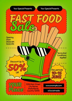 快餐促销薯条享五折优惠