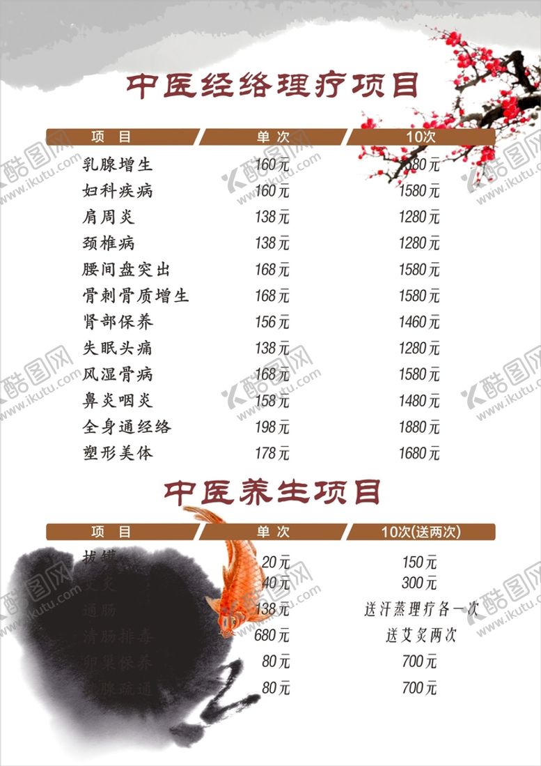 编号：12230401170646397688【酷图网】源文件下载-中医价目表 推拿海报  