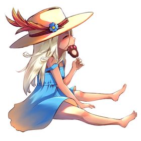 女性人物夏季吃冰棍卡通素材