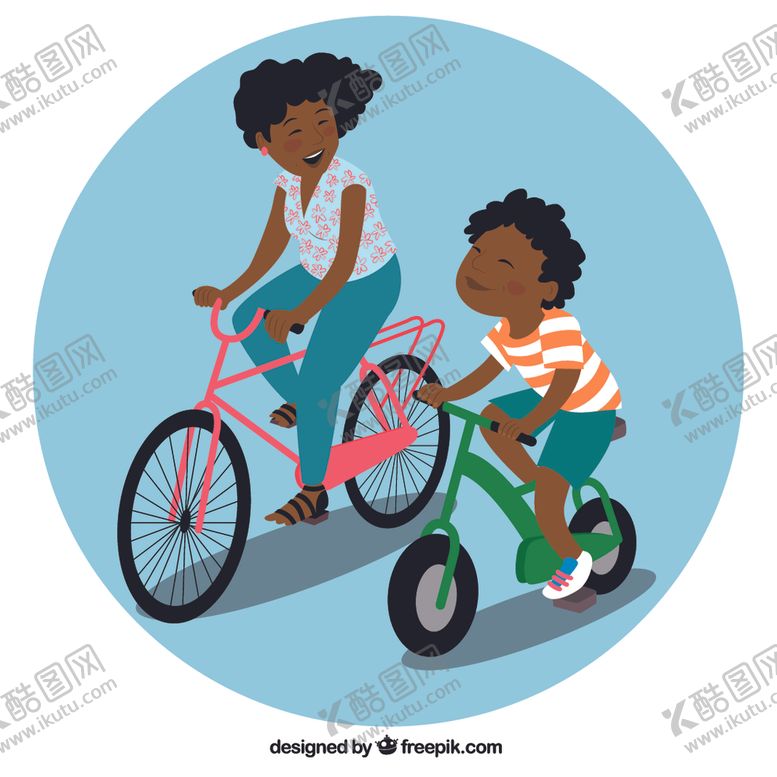 编号：64298009230709542343【酷图网】源文件下载-妈妈和儿子骑自行车