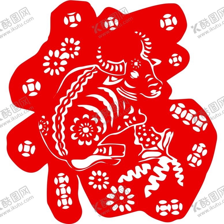 编号：45601905101512236688【酷图网】源文件下载-生肖牛剪纸