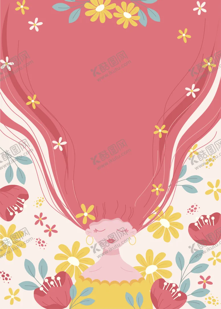 编号：76281309271635067825【酷图网】源文件下载-卡通女生长发背景