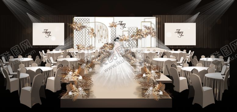 编号：19597010061911477262【酷图网】源文件下载-白金色婚礼主舞台