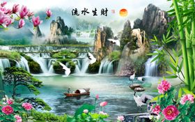 装饰画背景墙清新鲤鱼玉雕