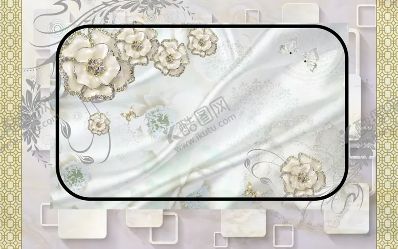 编号：98353903190125462315【酷图网】源文件下载-浮雕花朵背景墙