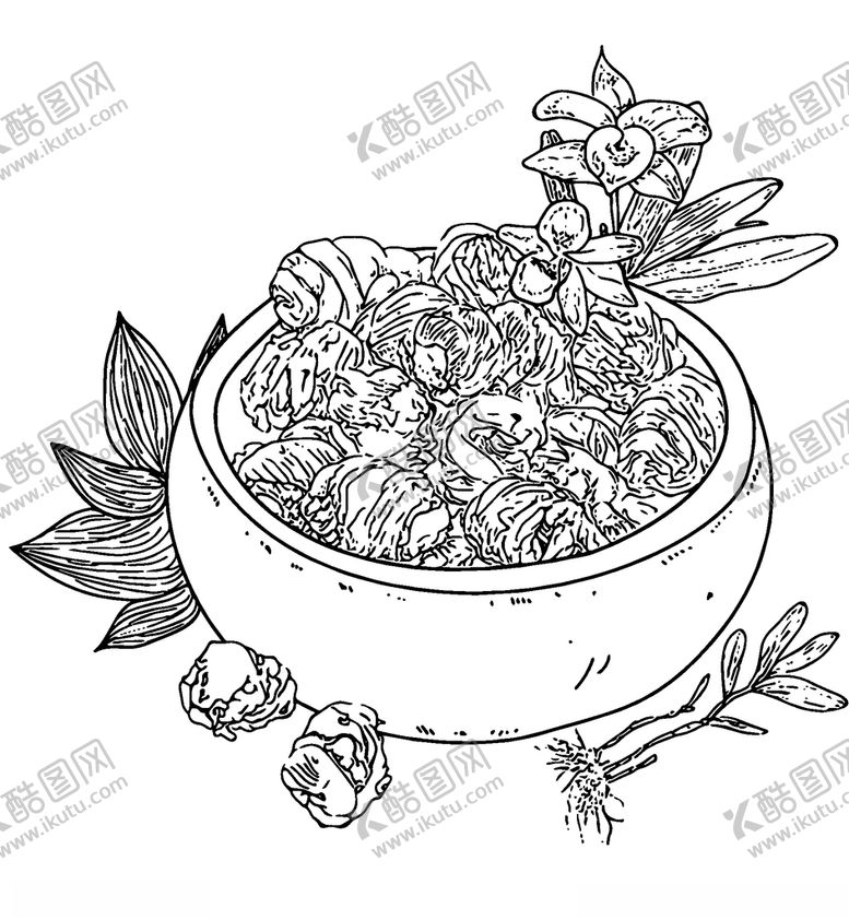 编号：33973604181834414148【酷图网】源文件下载-草药石斛线稿